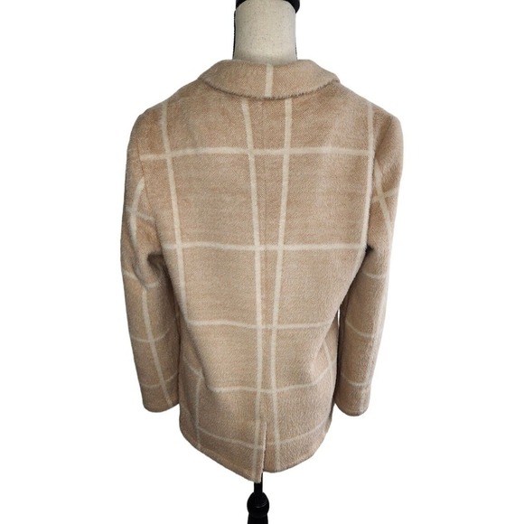 Z SUPPLY Anna Eyelash Plaid Blazer One Button Size M MSRP $169 Saddle Windowpane - Picture 3 of 10